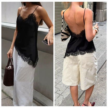 Floral Lace Satin High Low Top™