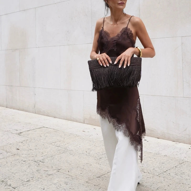 Floral Lace Satin High Low Top™