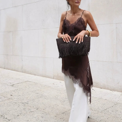 Floral Lace Satin High Low Top™