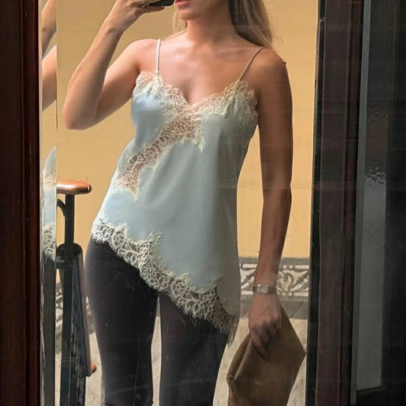 Floral Lace Satin High Low Top™