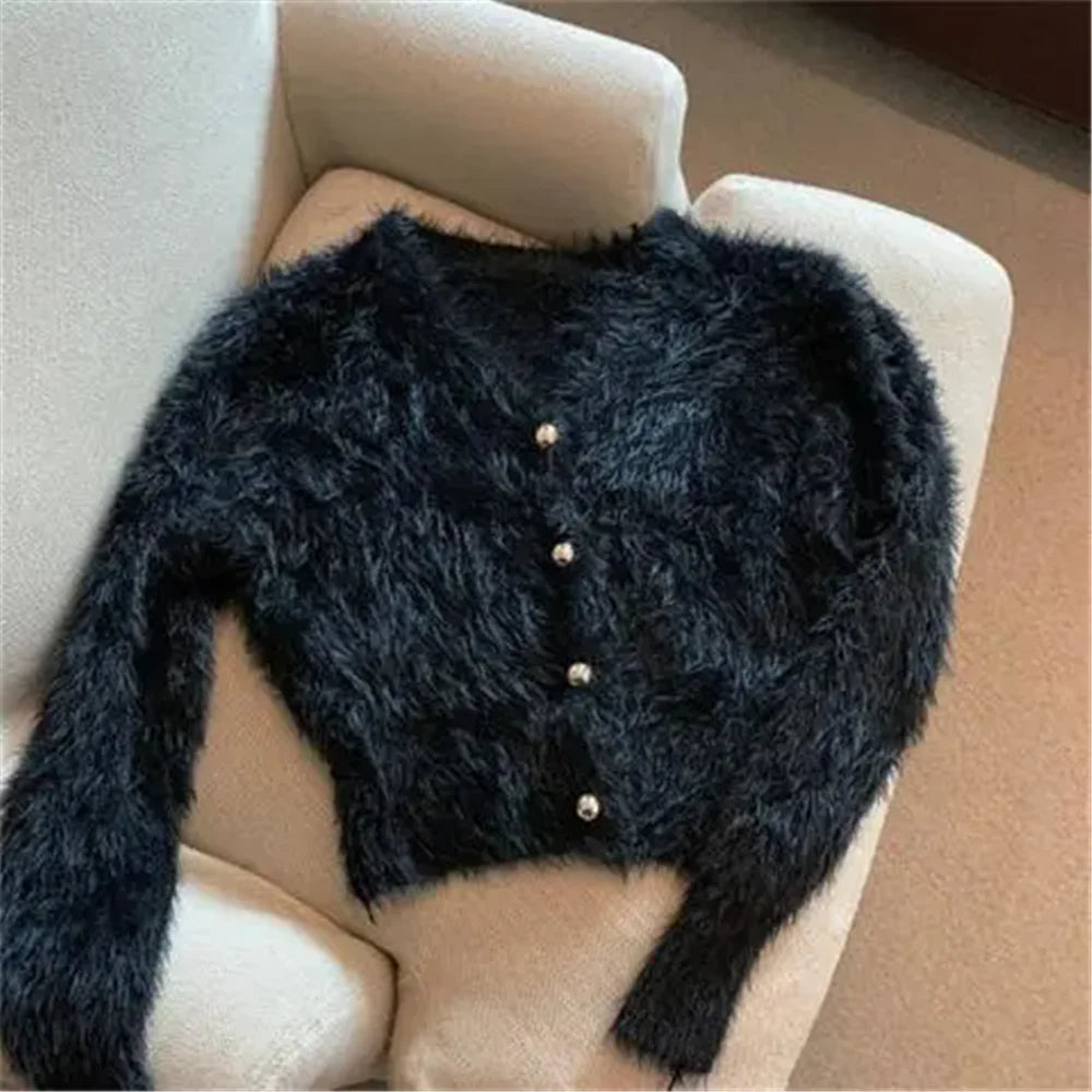 Chic Cropped Mohair Cardigan™