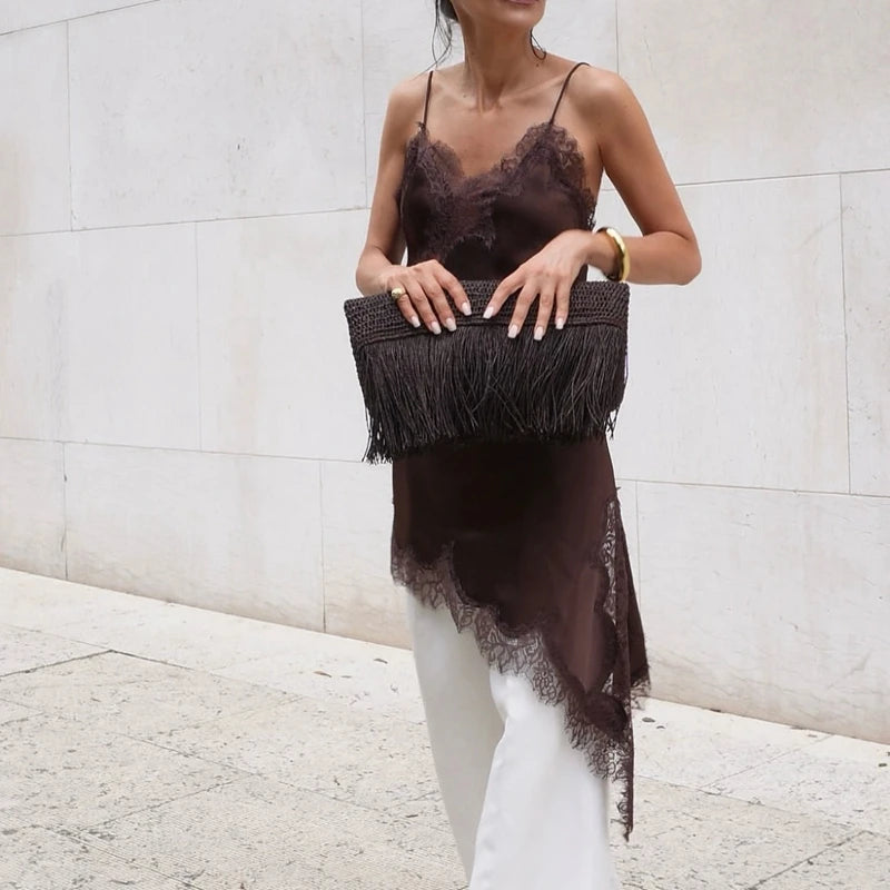 Floral Lace Satin High Low Top™