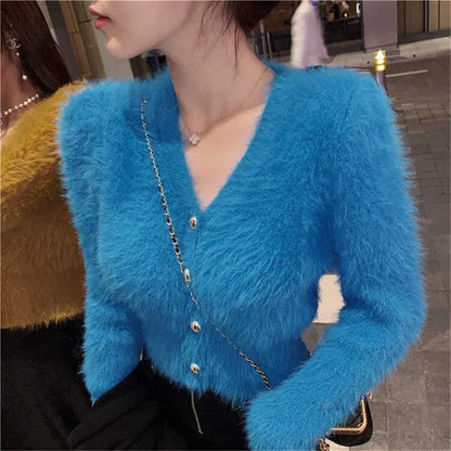 Chic Cropped Mohair Cardigan™