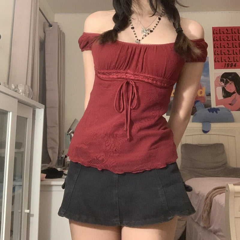 Charming Square Collar Bow Tee™