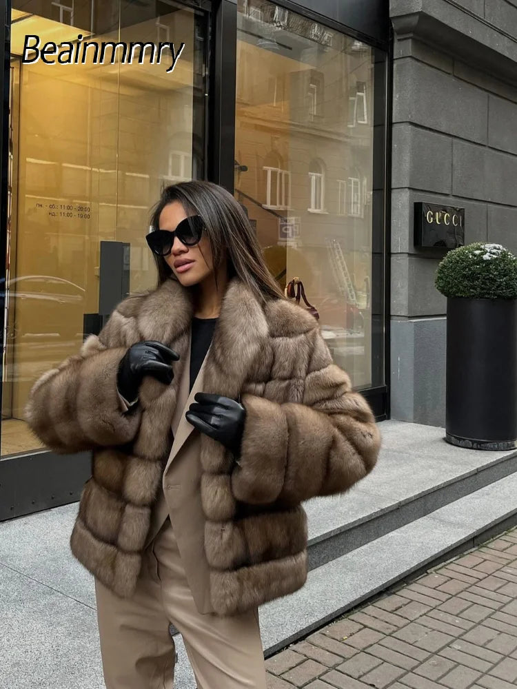 Patchwork Plush Faux Fur Coat™