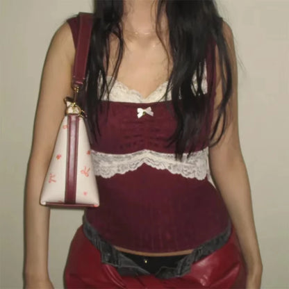 Retro Lace Trim Crop Top™