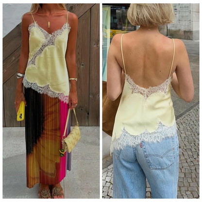 Floral Lace Satin High Low Top™