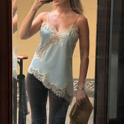 Floral Lace Satin High Low Top™