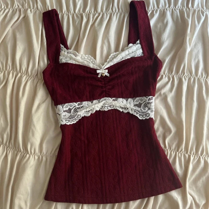 Retro Lace Trim Crop Top™